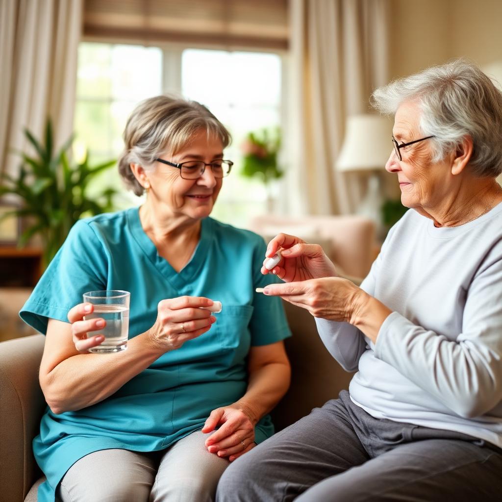 Patient receiving care and medications at home